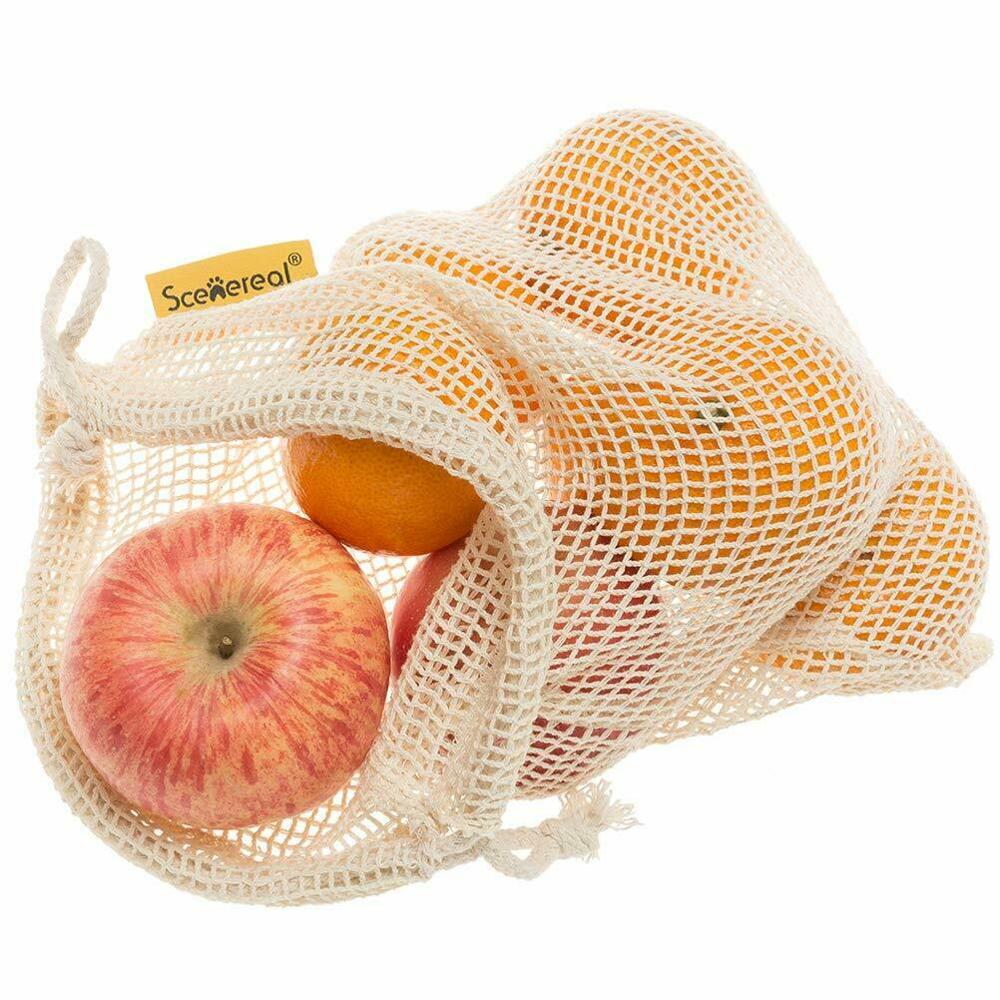Milieuvriendelijke katoenen netzakken voor fruit en groente